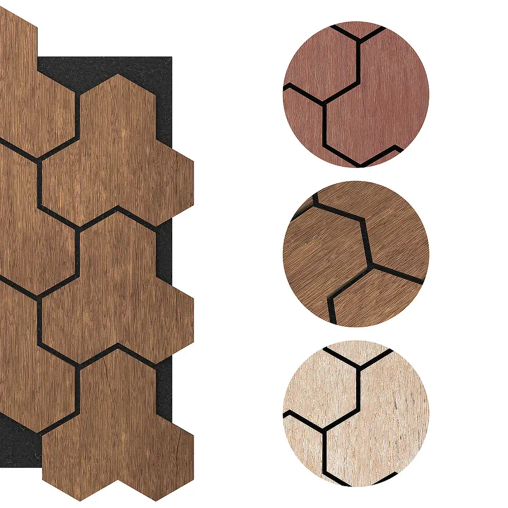 Armor 3D Wood Veneer Acoustic Wall Panel, Polyester Felt Soundproof Panel 1