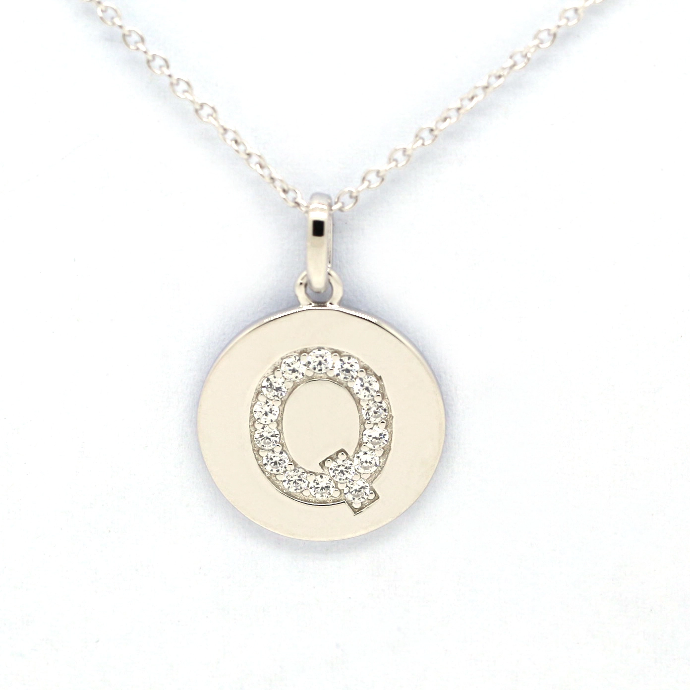 925 Sterling Silver Letter Q Claw Zircon Gold Pendant Necklace 1