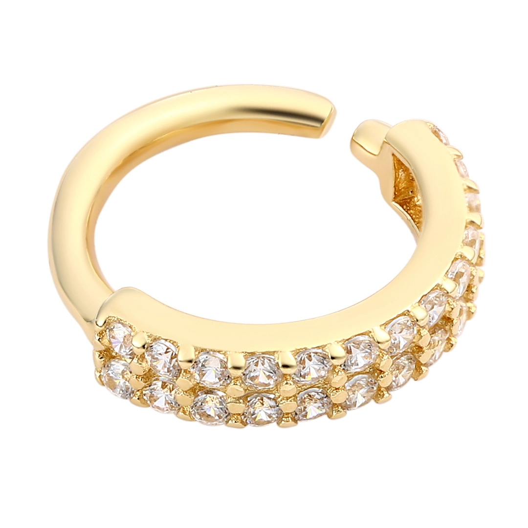 Eternal Metal 14k Solid Gold Double 5a Cz Inlaid Forward Facing Ear&nose Hoop Navel&lip Piercing Seamless Ring Jewelry 1