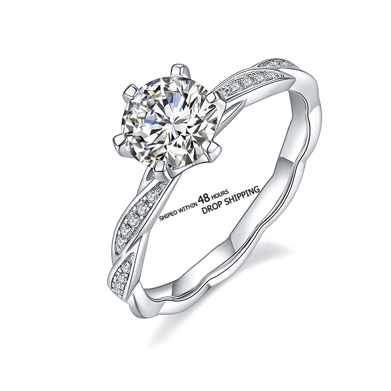 Can Be Shipped Within 48 Hours1 Carat 6.5mm Round Cut Twisted Design Moissanite Ring 925 Silver Ring 1