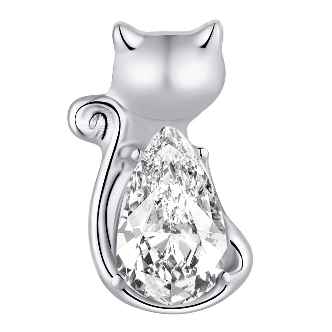 Lovely Design Eternal Metal Astm F136 Titanium Implated Cat Shape Clear Cz Pvd Gold Threaded Top Earring Labret Piercing Jewelry 1