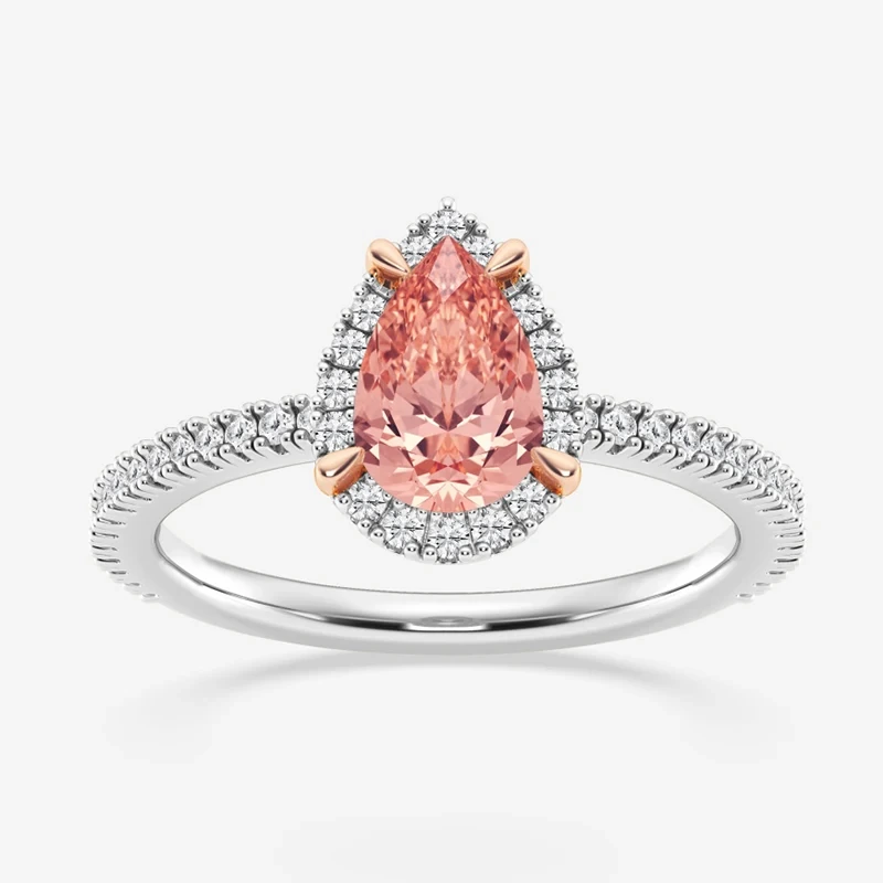 1,5 Karat Birnenförmiger, im Labor gezüchteter Diamant-Fancy-Verlobungsring mit Krappenfassung 1
