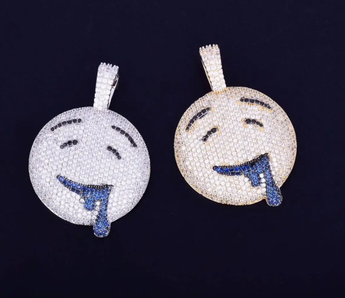 ECED Out Face Emotion Halskette Freund Geschenke Hip Hop 14k Massive Gold Moissanit Anhänger HipHop 1