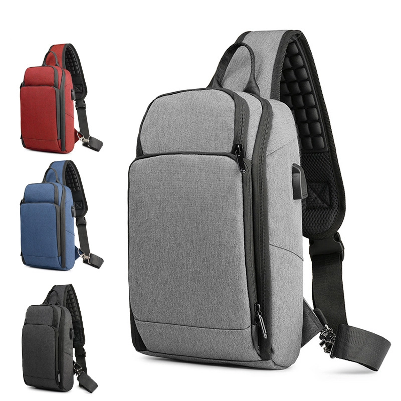 Wholesale With Usb Charging Port Cool Shoulder Pack For Tablet Protection Lightweight Casual Chest Bag For Men 1