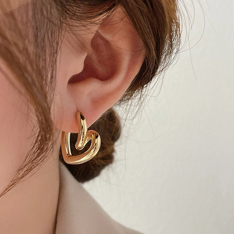 Joyas de Provence Luxury Heart Forma Pendientes de oro de oro sólido 10k Gold amarillo Mejor regalo para novia Estilo de moda moderno 1
