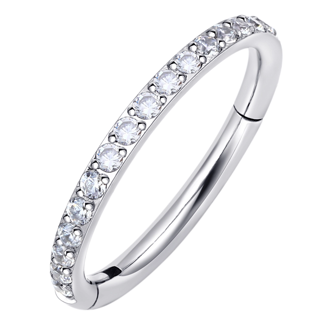 Cute Claw Setting Cubic Zircon Eternal Mental Nose Piercing Ring Clicker Astm F136 Titanium Cz Earring Piercing Jewelry 1