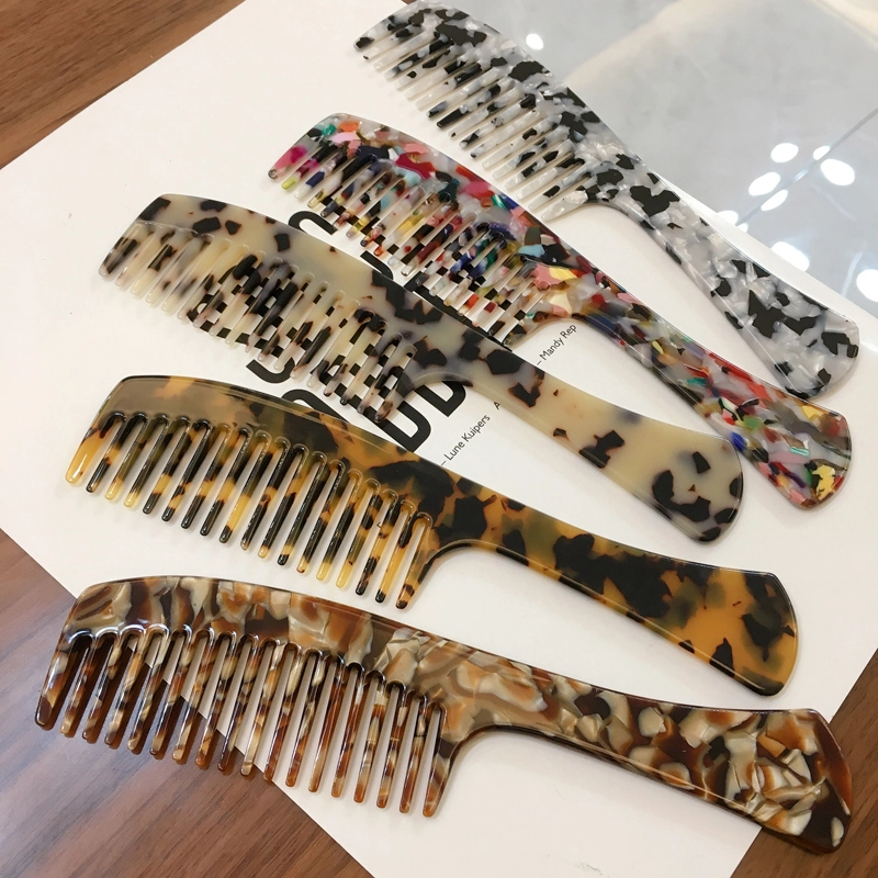 Dowell New Retro Simple Tortoiseshell Marble Texture 4mm Thick Large Hair Accessories Cellulose Acetate Hair Comb 1