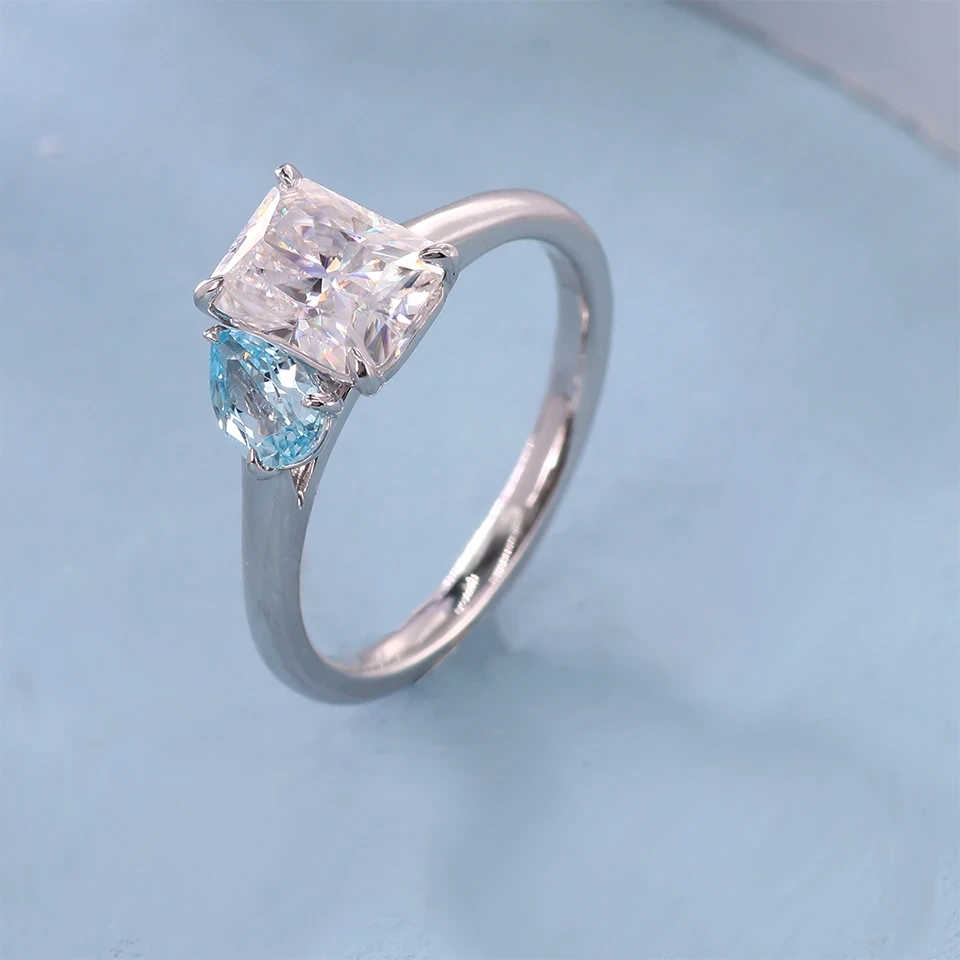 Moissanite Ring Women 10k 14k 18k Real Gold Radiant Cut Pear Cut Vvs Moissanite Diamond Engagement Wedding Rings For Women Men 1