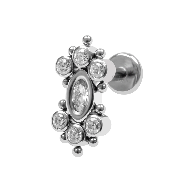 Eternal 16g Astm F136 Titanium Cluster Internally Threaded Labret Piercing Ring 1