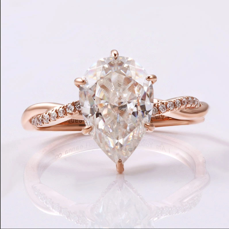 Nouvelle arrivée Moisanite Anneau de poire Pierre Pierre 14K Pier 1