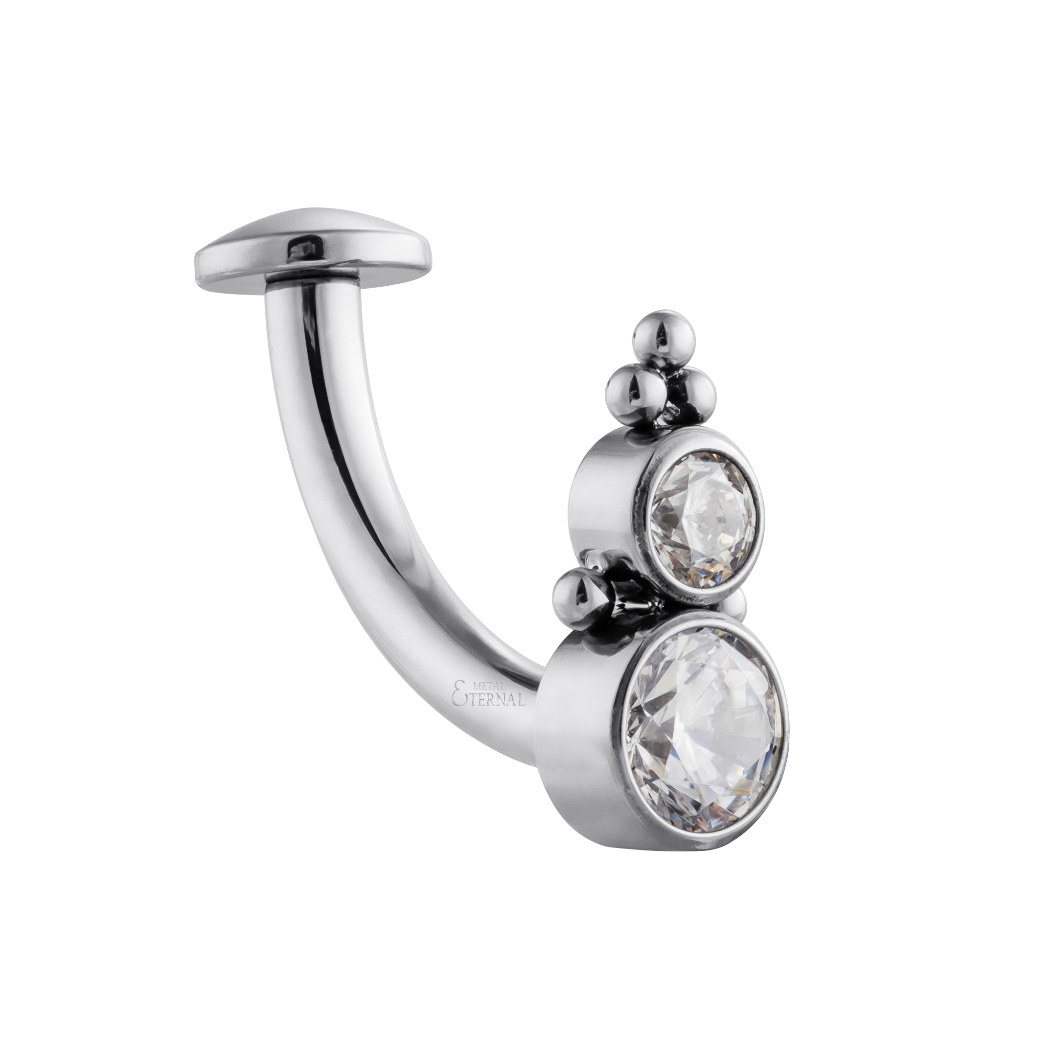 Eternal Metal Astm F136 Titanium Two Cz And Balls Belly Ring Piercing 1