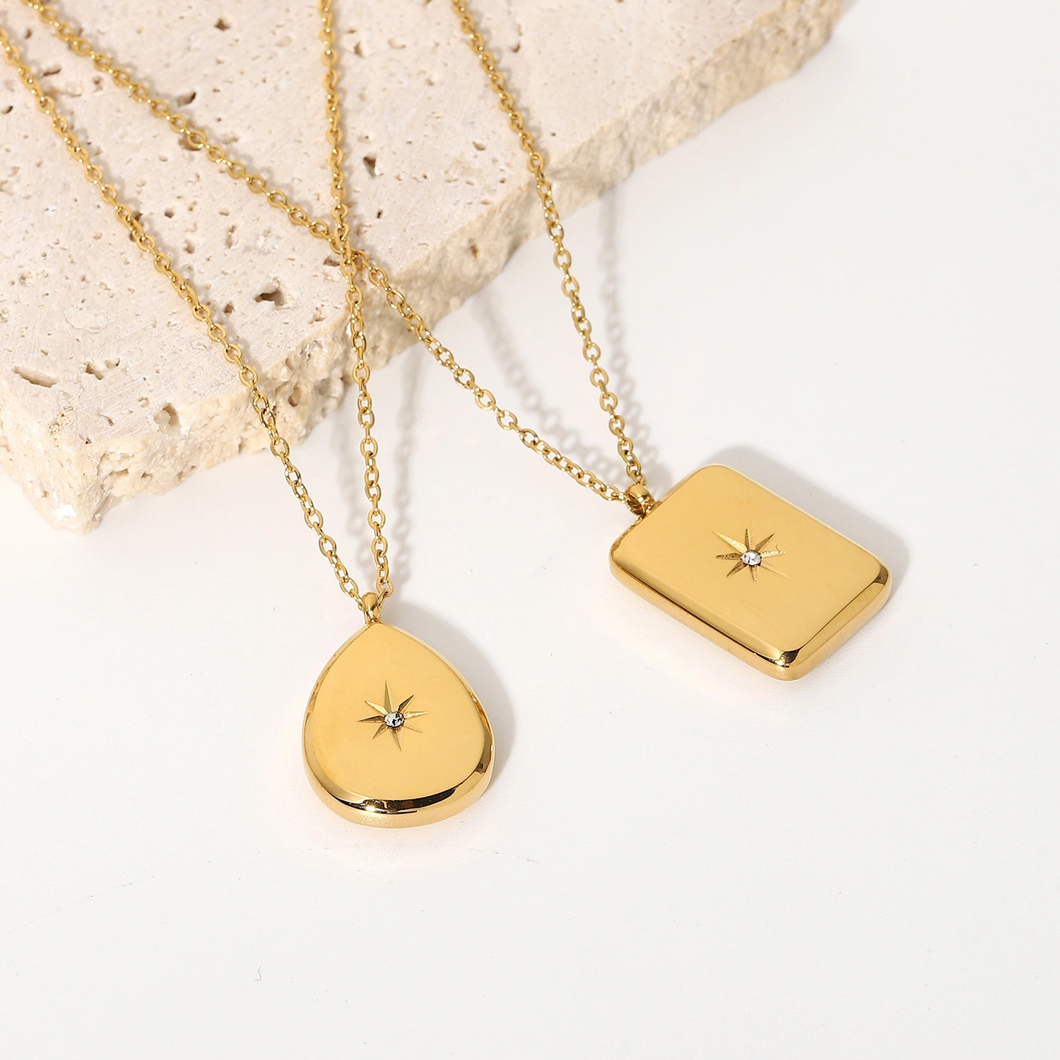2024 New Stainless Steel 18k Gold Plated Zircon Water Drop Collar Chain Pendant Necklace For Women 1