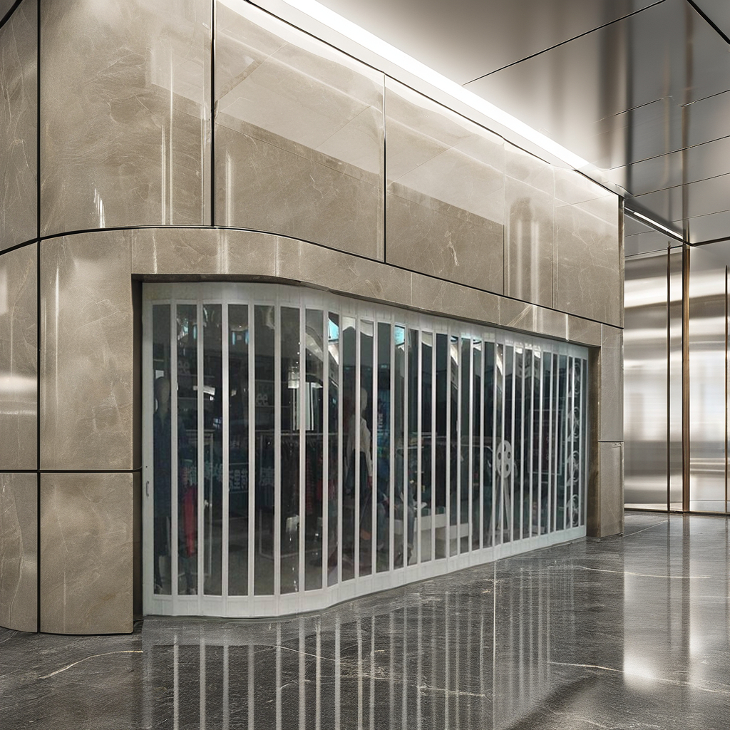 Polycarbonate Transparent Slide Fold Door Maximizes Security & Visibility 1