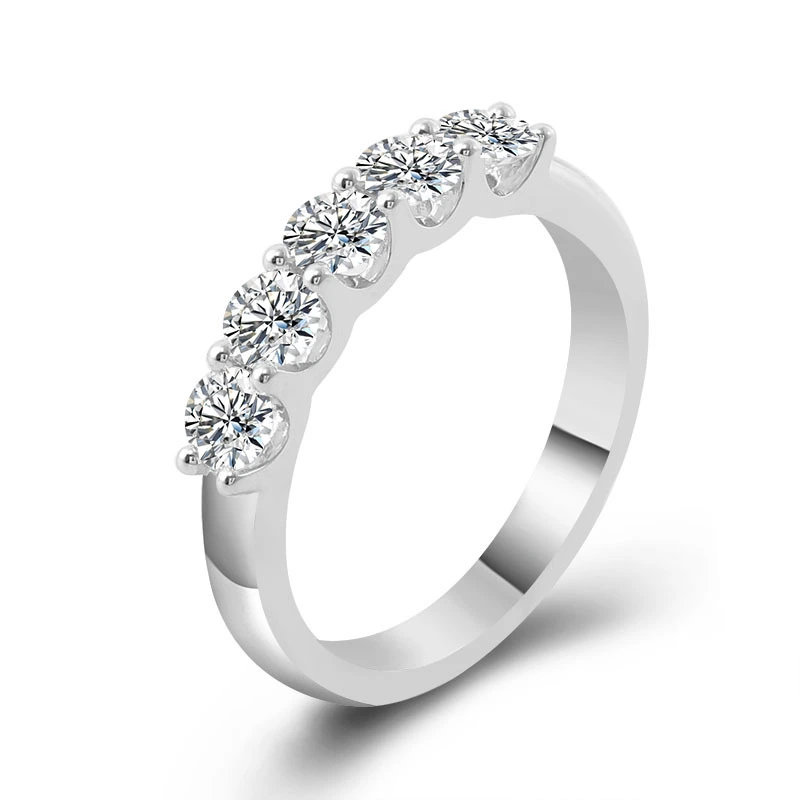 Bijoux fins diamant Engagement Halo Moisanite Ring Eternité 18K Gol White Gol Round Cut Fashion Anneau 1