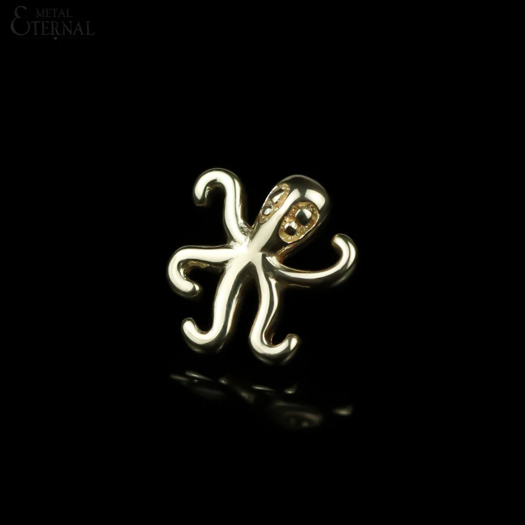Eternal Metal 14k Gold Octopus Threadless Labret Piercing 1