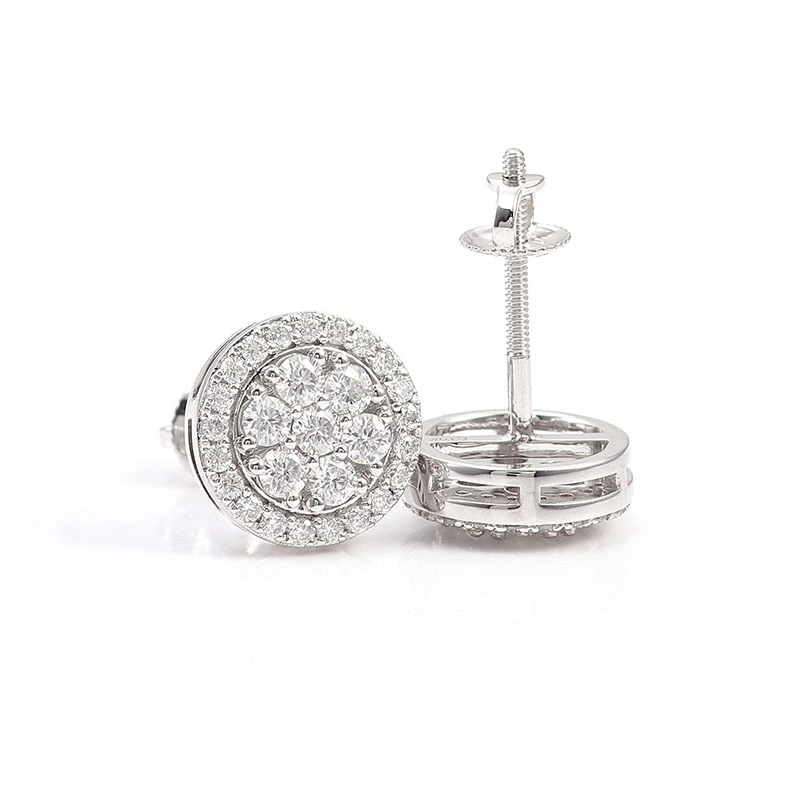 Tornillo de calidad superior Back 14k Gold White Moissanite Pendientes VVS Joyas de diamantes de corte redondo para mujeres Pendientes de diamantes Moissanite 1