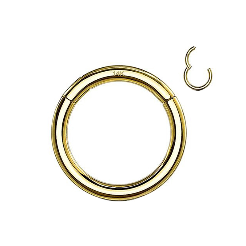 Eternal Metal 14karat Solid Gold Yellow Gold Daith Piercing Clicker Hinged Segment Ring Body Piercing Jewelry 1
