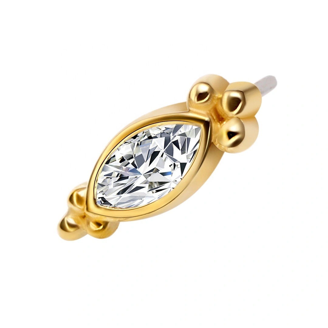 Eternal Metal 14k Gold Threadless Tops With Marquise Cz Piercing Jewelry 1