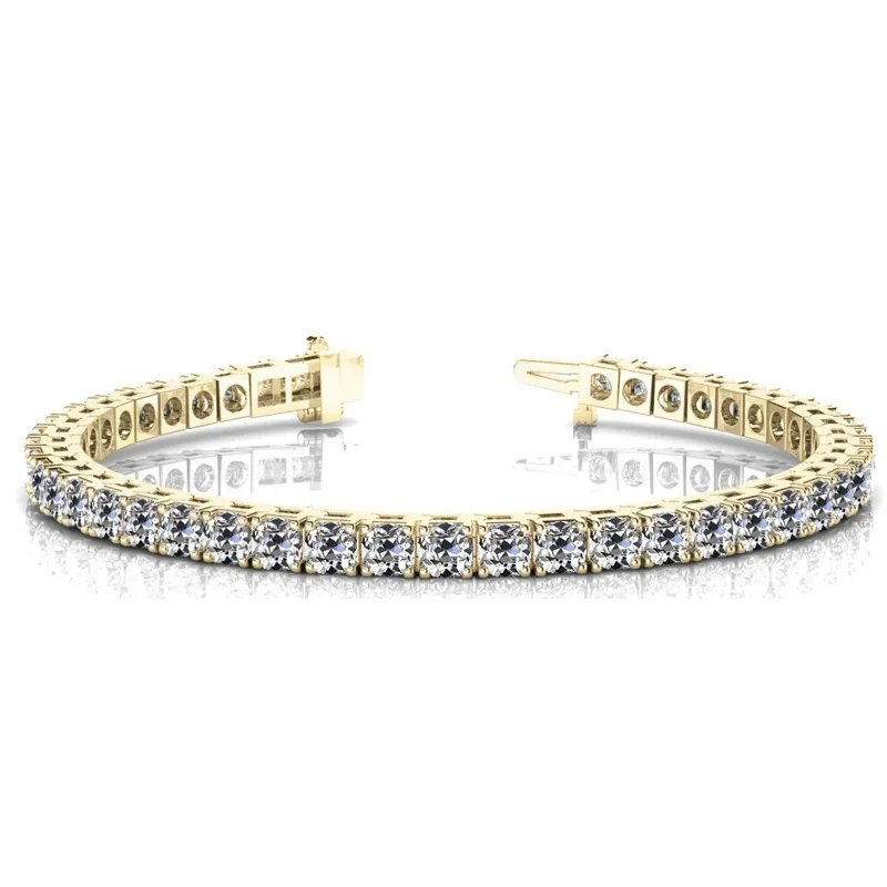 Bracelet de tennis en or massif 14 carats de 18 cm de long et 3,5 mm de moissanite incolore pour filles 1