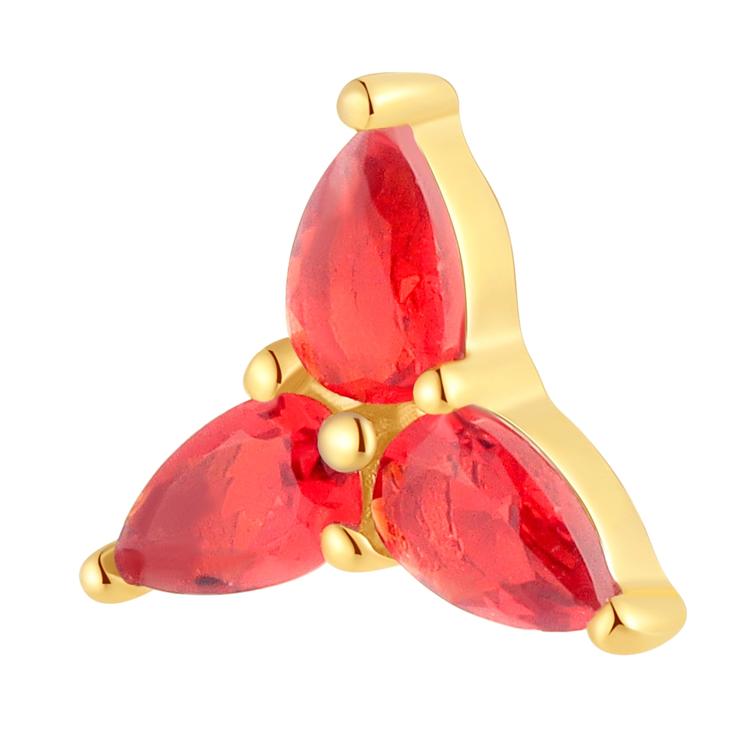 Hot Red Eternal Metal 14k Solid Gold Flower Shape Threaded Top Earring Nose Piercing Jewelry 1