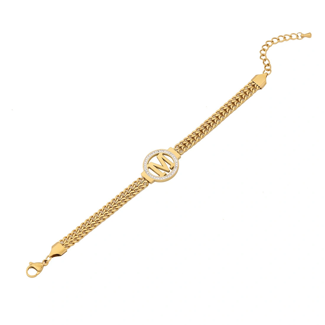 New Full Diamond Letter Bracelet Personalized Stainless Steel Waterproof And Colorless Women's Bracelet 1