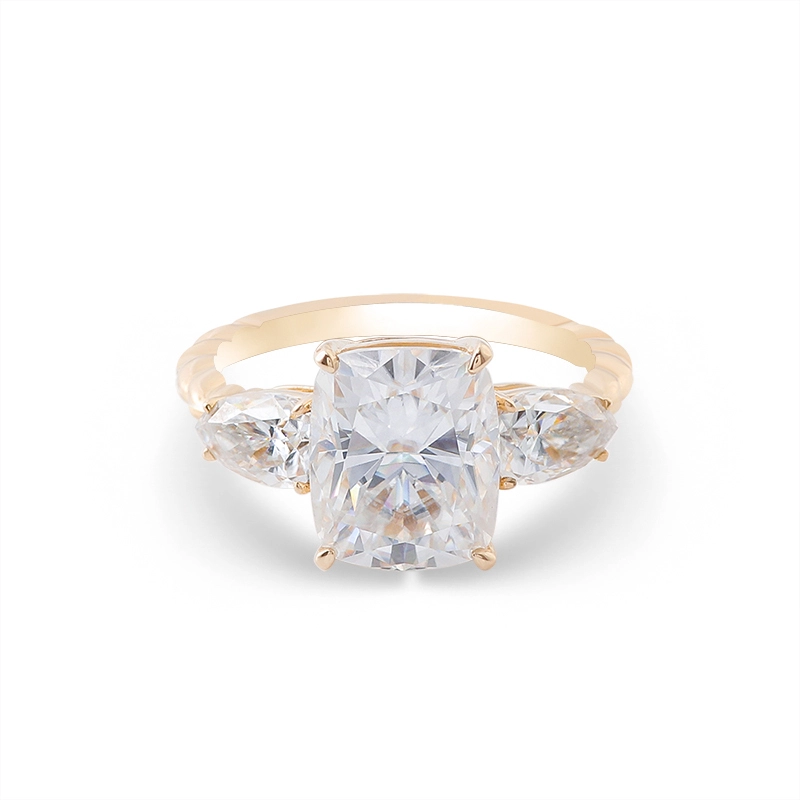 Bijoux en gros bijoux coupé 18k solide réel or 2ct d vvs bagues de fiançailles en diamant Moisanite pour femmes 1
