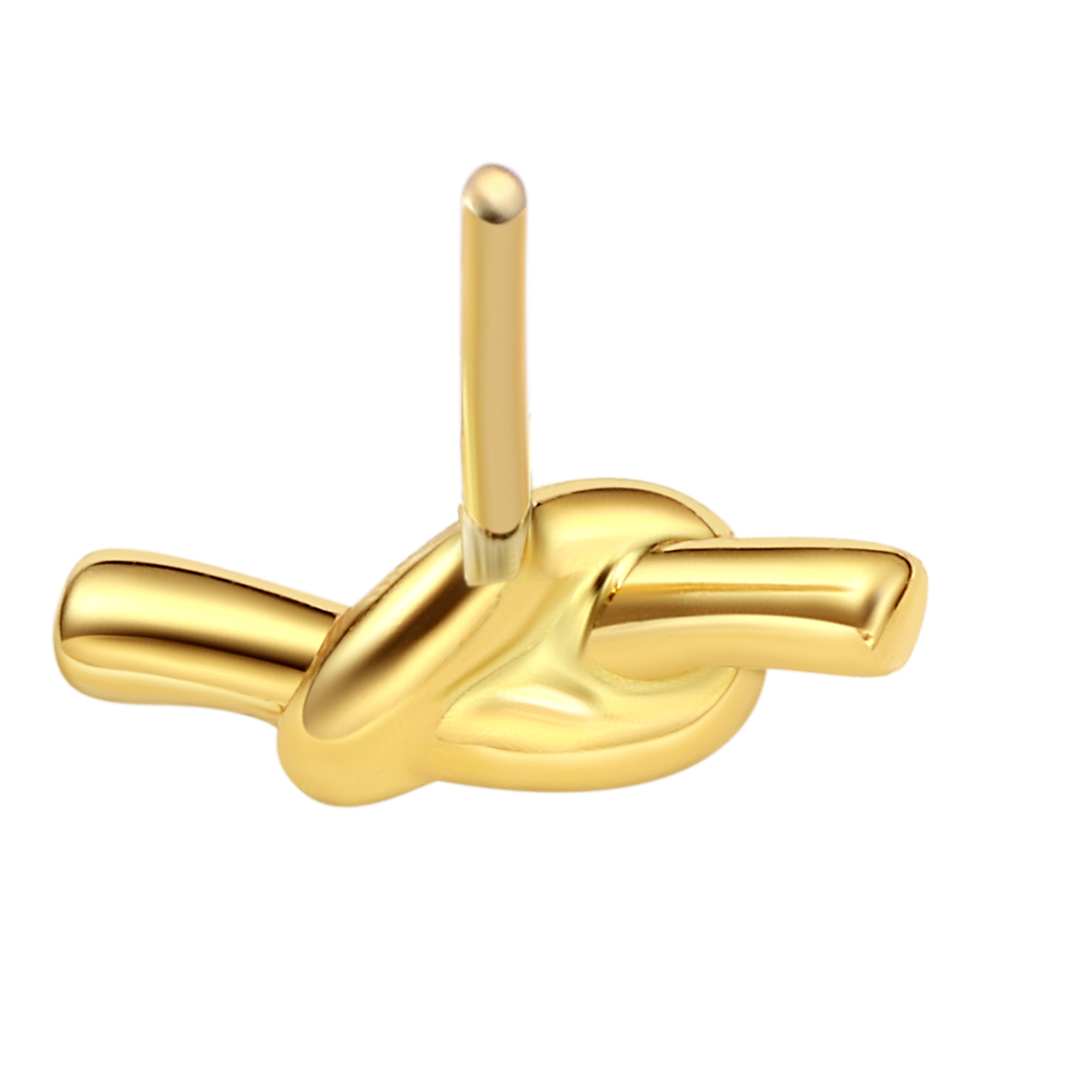 Eternal Metal 14k Solid Yellow Gold Knot Shaped Nose<000000>ear Piercing Lip Jewelry Threadless Push In Ends Tops 6