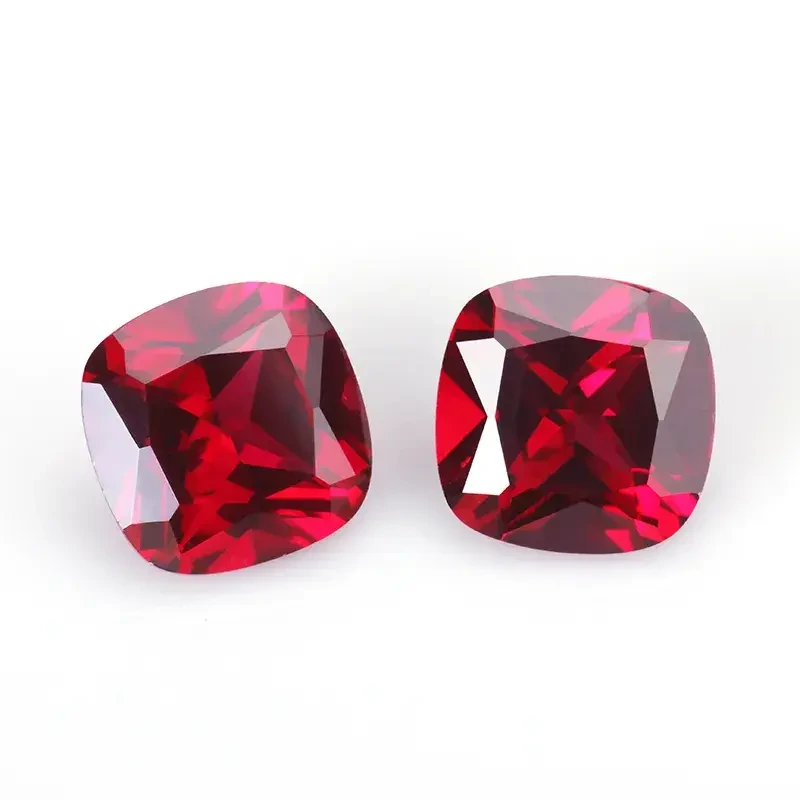 Ruby Corundum Cushion Shape 5x5 6x6 7x7 8x8 Red Corundum Loose Diamond Synthetic Corundum Ruby Price Rough Stone 1