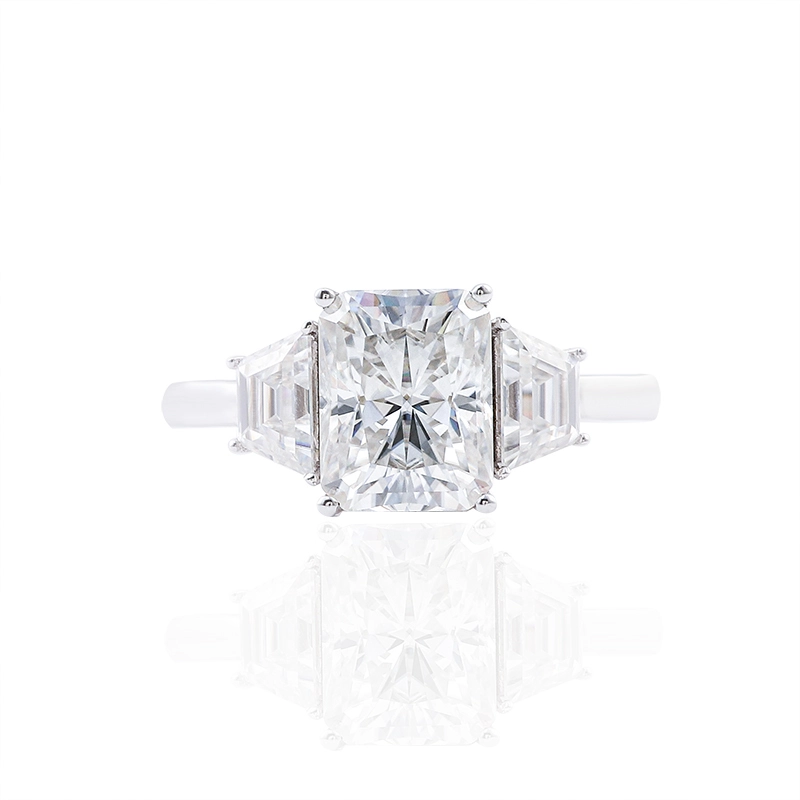 Provence Jewelry Radiant Cut Def Color Special Moissanite White Gold Learge Mapporting Style 3 Stone 1