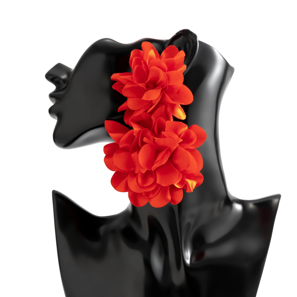 Fashion Jewelry Summer New Bohemian Fabric Exaggerated Big Tassel Flower Petal Earring For Women Red Flower Ear Hanging Earrings 1