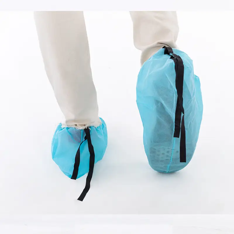 Class 7 Conductive Esd Disposable Cleanroom Booties Shoe Cover 12 Tail Low Lint One Size Blue Customized 1