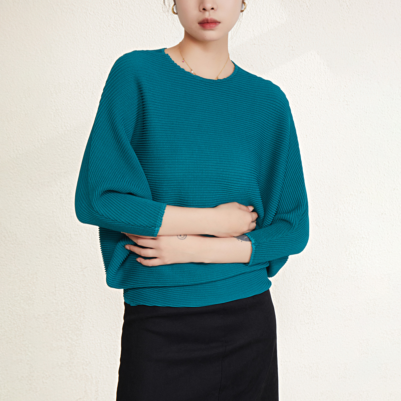 Wholesale Pleated – Private Label <000000> Custom Design Miyake Pleated Women's Tops Women Long Sleeve Mock Neck Shirt Clothing Casual Style Loose Pleated Blouse 11