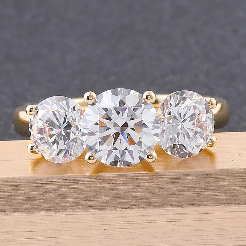 Bague de fiançailles en or jaune avec diamants de laboratoire Bague de fiançailles en or jaune couleur D pour bague de fiançailles 1
