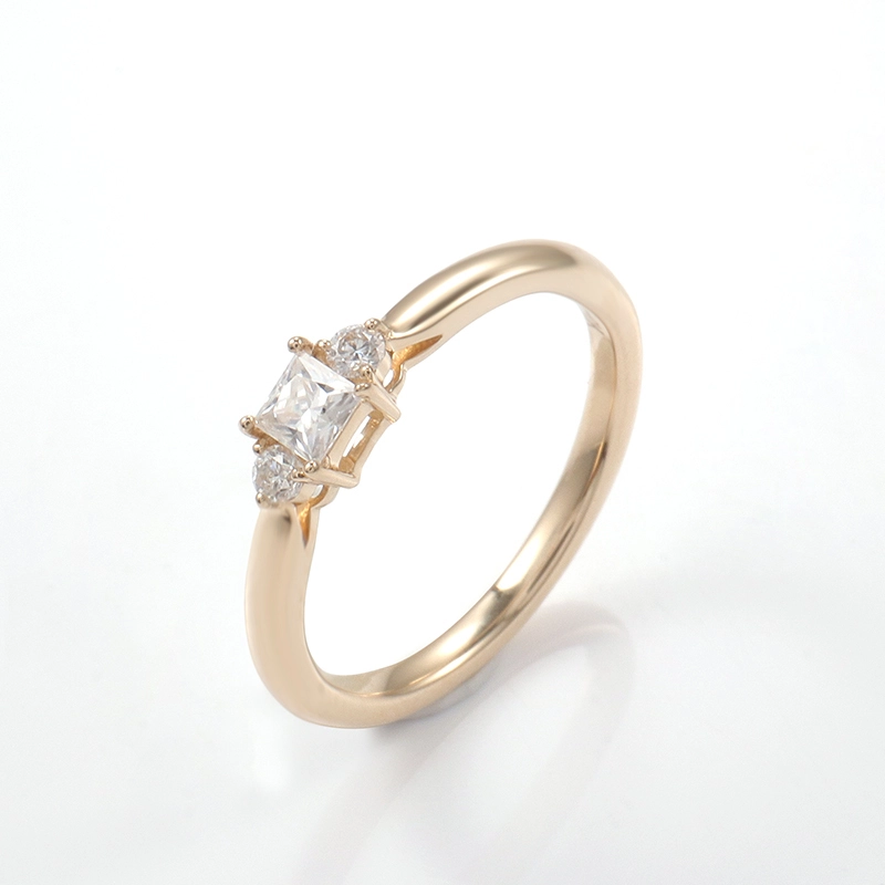 Bague de luxe tendance en or jaune 14 carats avec moissanite taille princesse 1 carat pour homme et femme 1