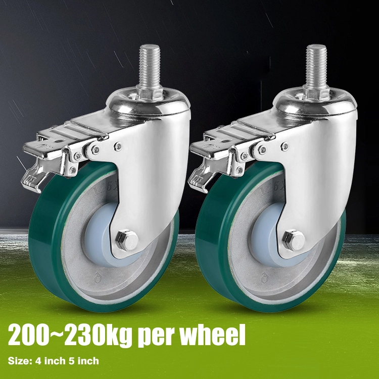 4 Inch Medium Duty Polyurethane Pu Directional Casters Wear-resistant Silent Trolley Wheels 1