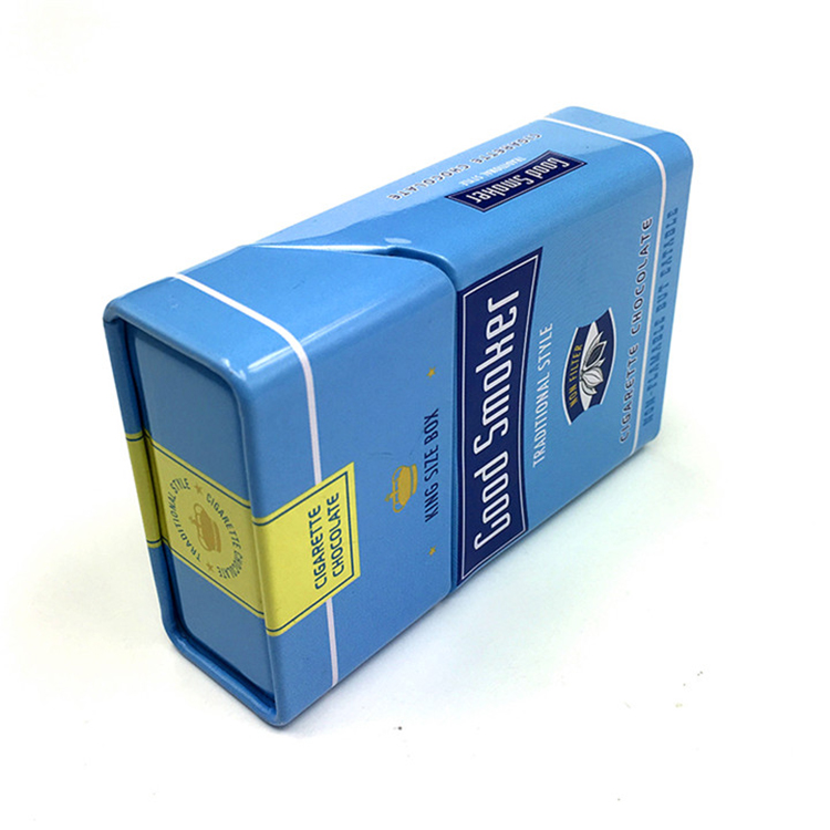 New Arrival High Fashion Custom Print Squared Plain Cigarette Pack Tin Box With Hinged Lid Wholesale 4