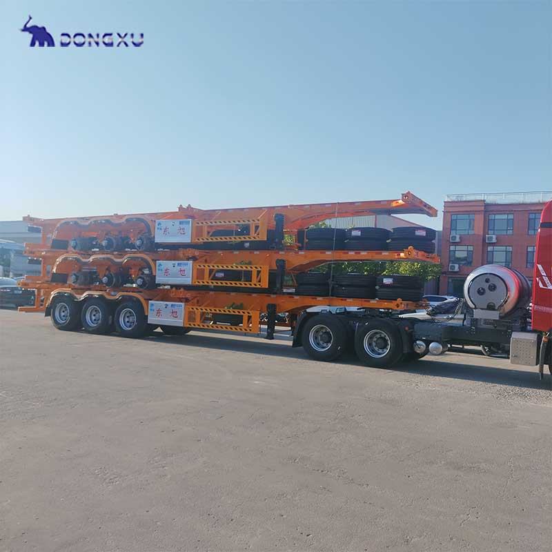 Dongxu 40ft Gooseneck Skeletal Extendable 30ft 45ft Container Chassis Skeleton Semi Trailer 6