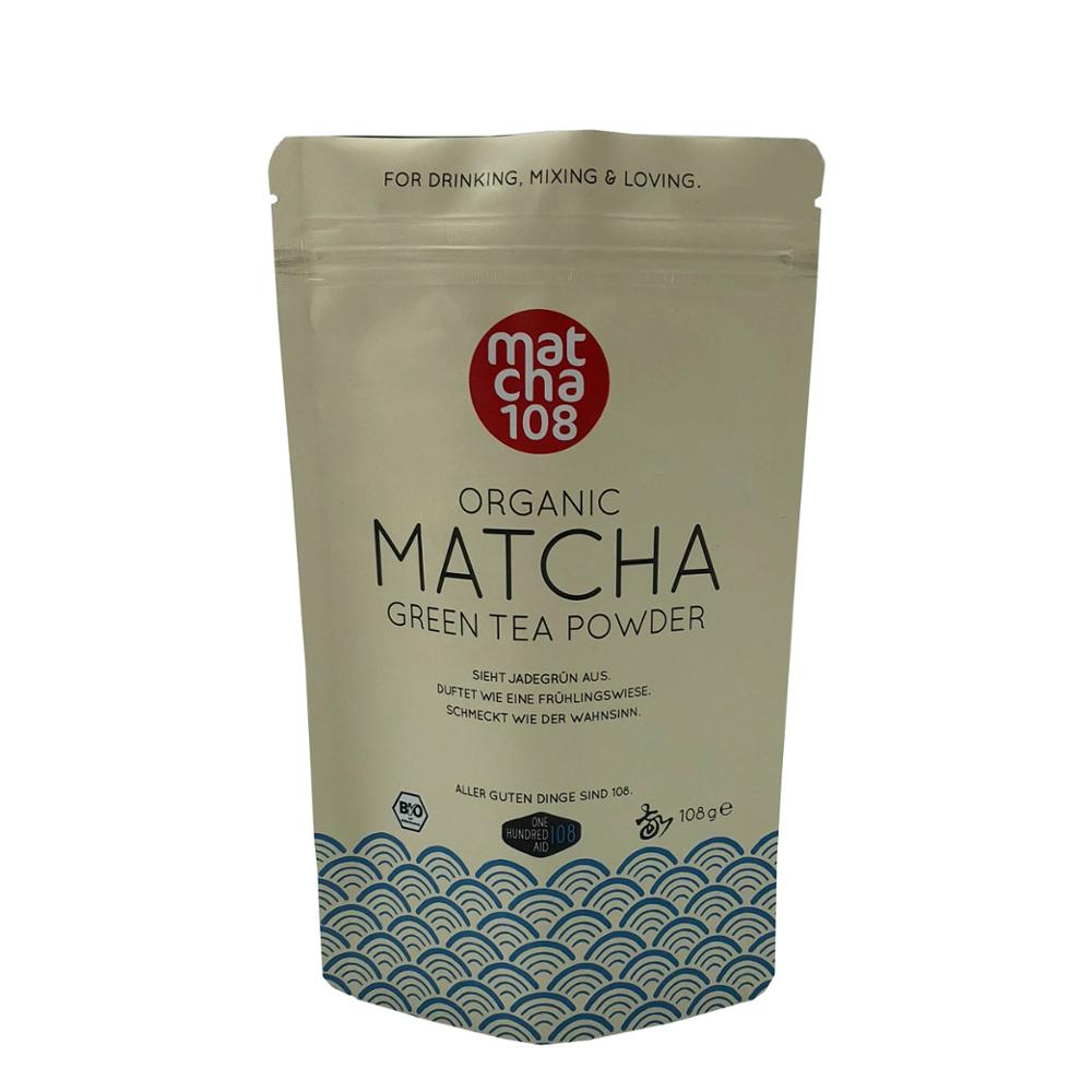 Matte Custom Printed Laminated Aluminum Foil Stand Up Pouch Matcha Green Tea Powder Packaging Bag 5
