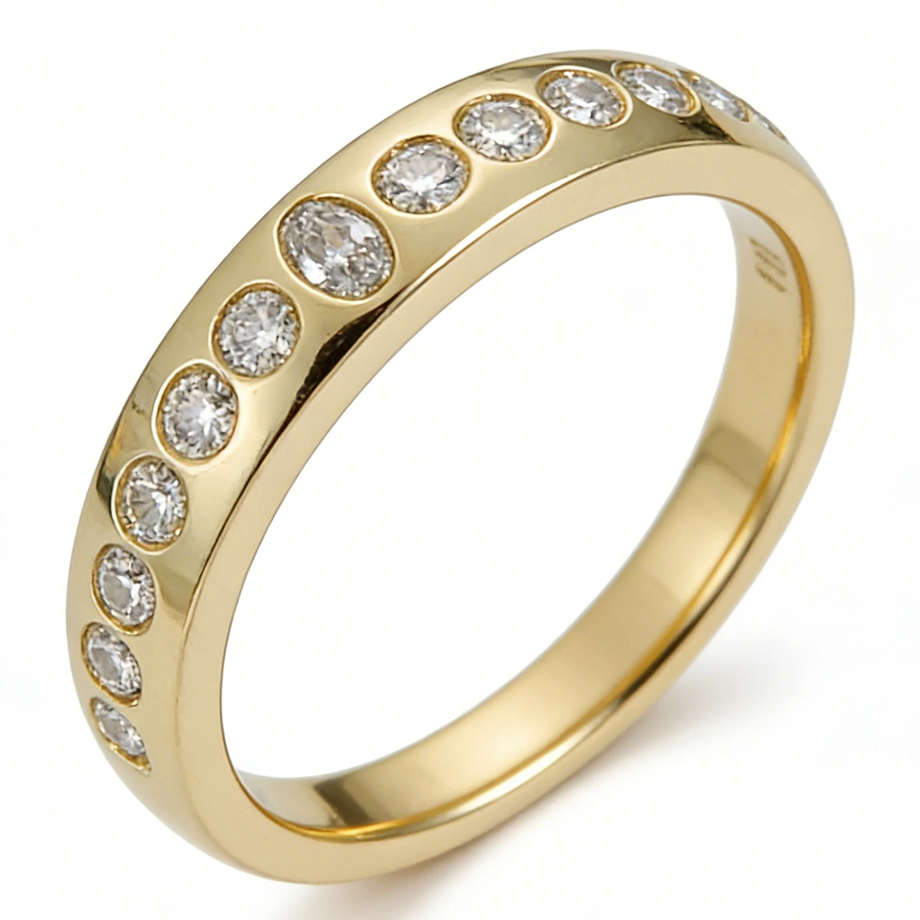 Dainty 9k Yellow Gold Diamond Band Half Eternity Design Daily Wear Engagement Ring 1