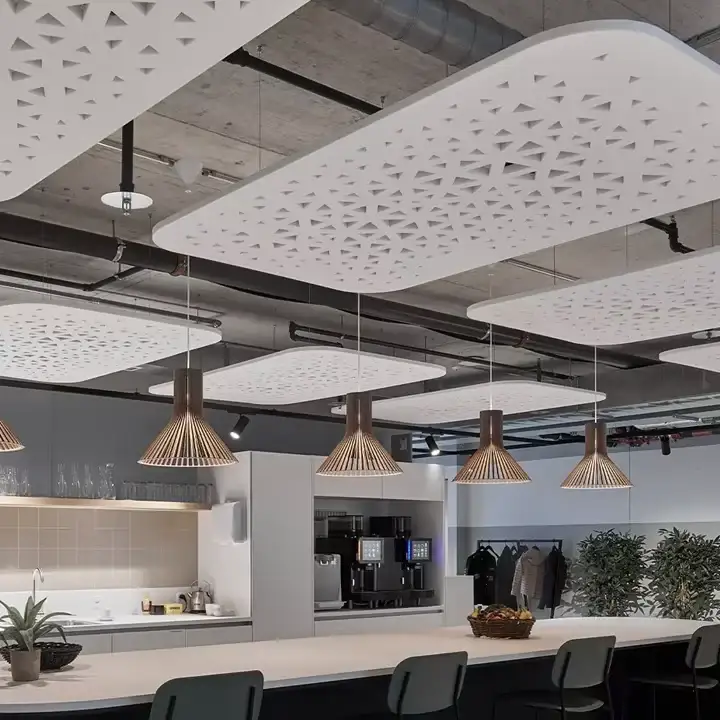 פאנלים אקוסטיים דקורטיביים לתקרת לבד מפוסלים לספיגת קול 1