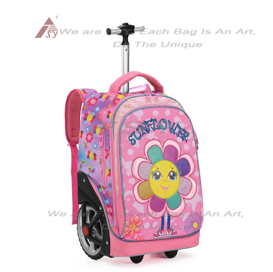 Waterproof Girls Trolley Backpack With Fashionable Cartoon Pattern School Bags With Wheels And Polyester Lining For Kids 1