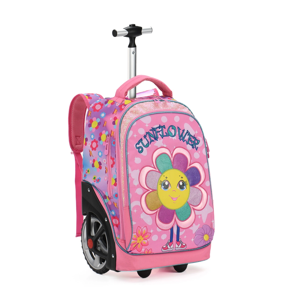 Waterproof Girls Trolley Backpack With Fashionable Cartoon Pattern School Bags With Wheels And Polyester Lining For Kids 1