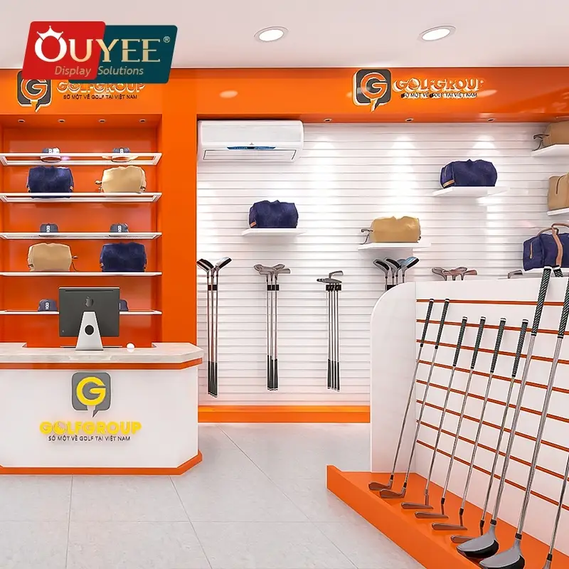 Suporte de aço independente para tacos de golfe, expositor para lojas de varejo. 1