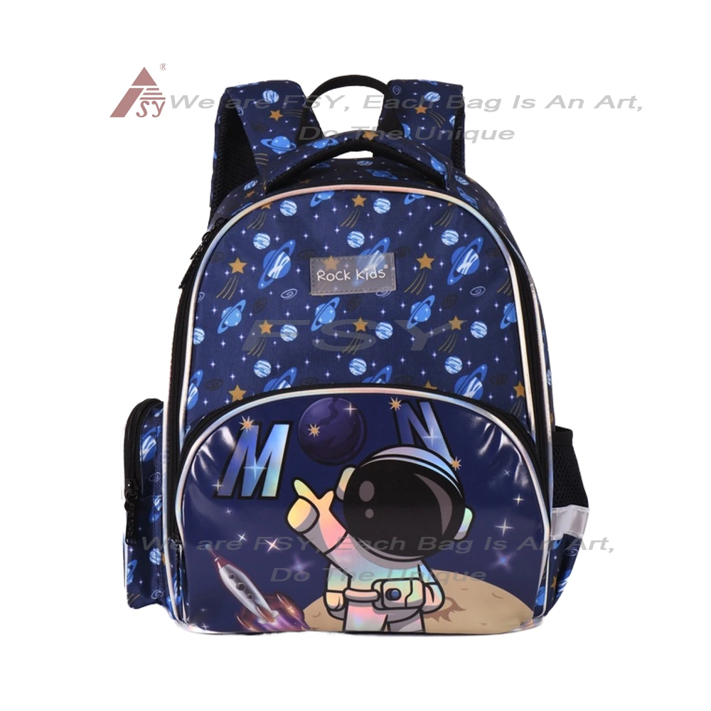 New Arrival Custom Kids Kindergarten School Bag With Astronaut Print Grade School Student Backpack Book Bags For Boys bag factory 1