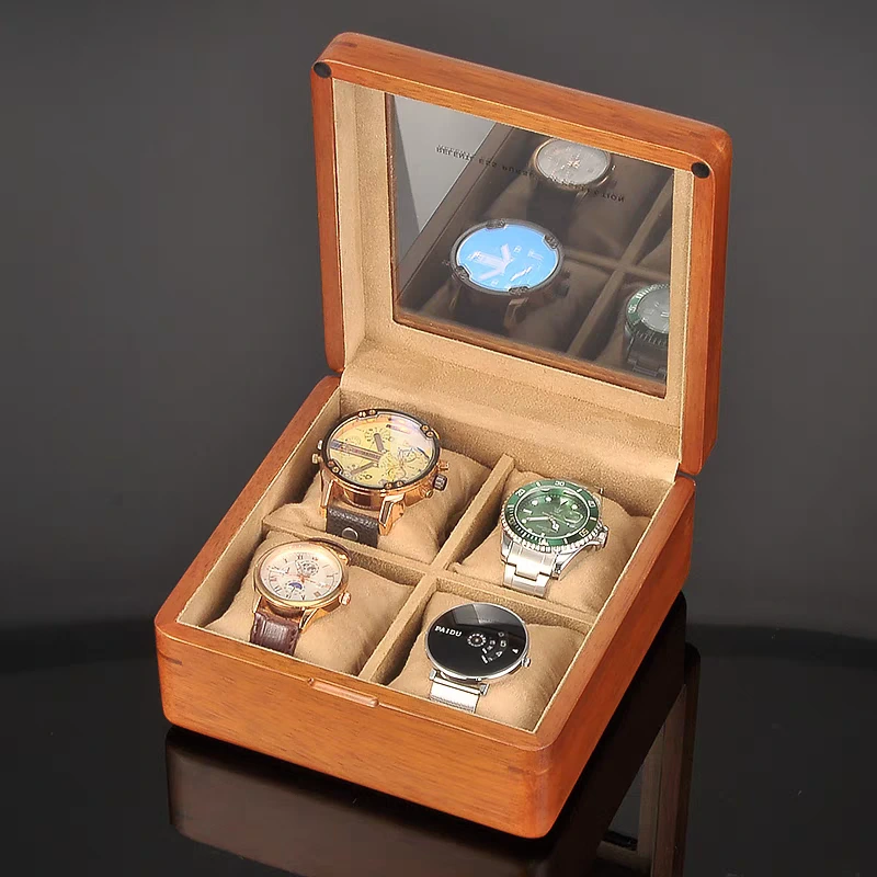 Handcrafted Watch Holder for Exclusive Timepiece Display : Size, Material, Lining Color, Logo Printing with Glass Window 1