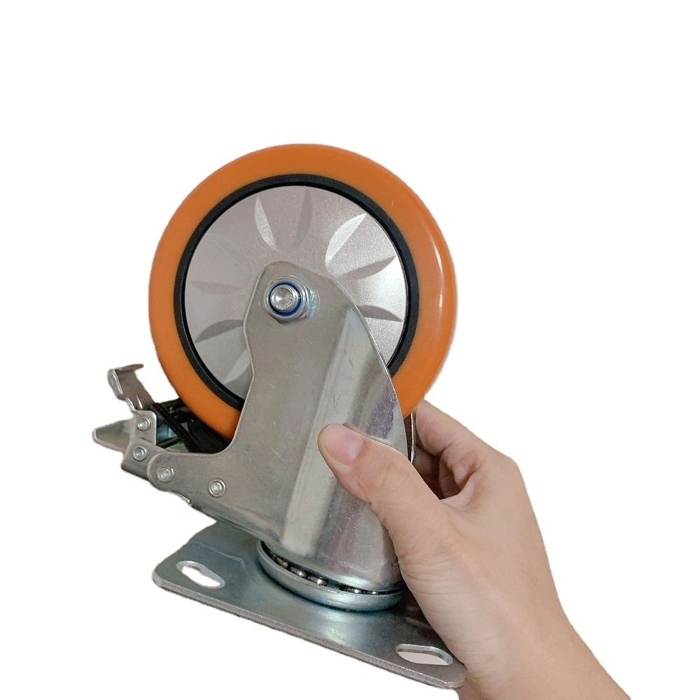6 Inch Orange Pu Mid-heavy Duty Casters Wheel 150*38mm Casters And Wheel With Double Ball Bearing 1