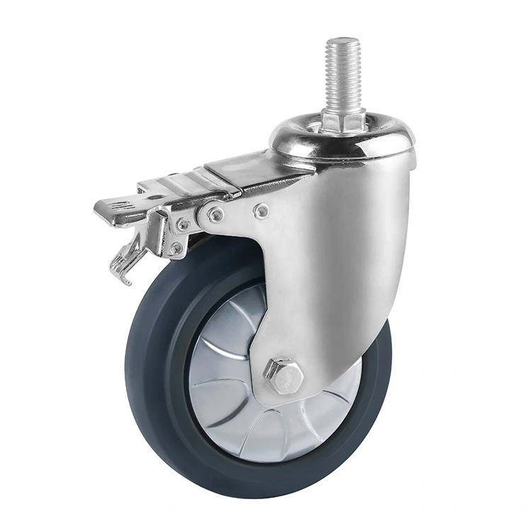 Static 4 5 Inch Trolley Thermoplastic Rubber Caster Wheel Industrial Swivel Brake Casters Wheels 1