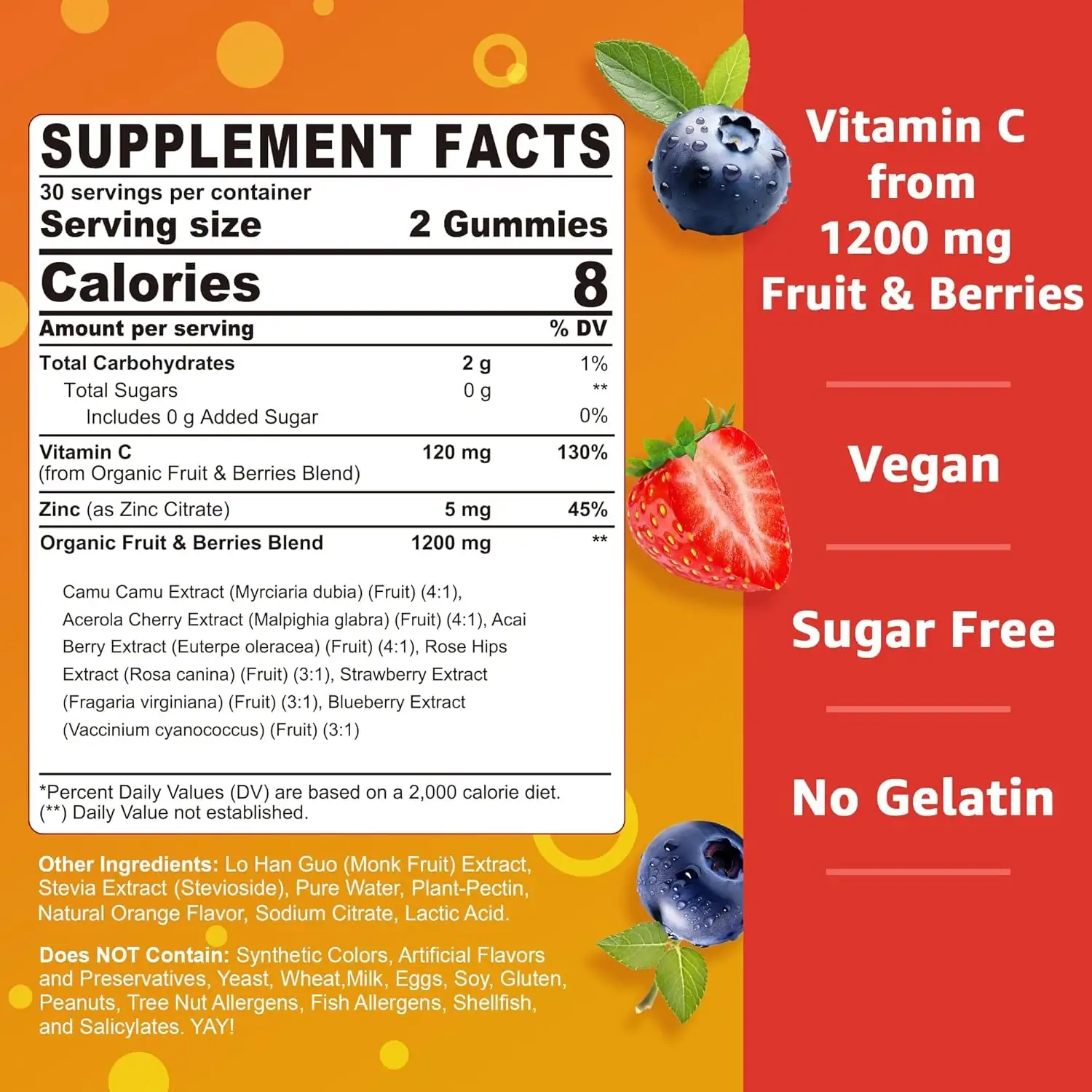 Immunityactors Organic Sugar-Free Vitamin C 60 Gummies 1
