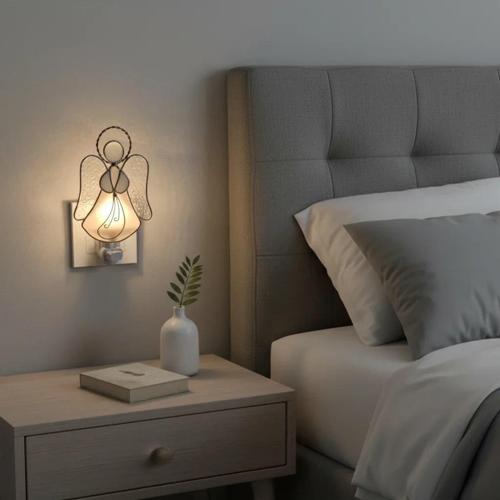 Iron Glass Angel GL-TY07 Plug-in Night Light with Warm White Light for Bedroom 1