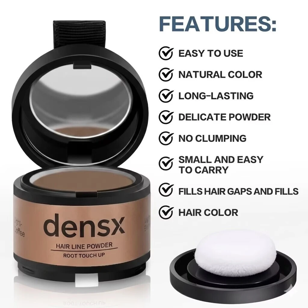 Polvos de retoque de raíz y línea del cabello Densx de 4 gramos, resistentes al agua, para mujeres, para dar volumen y corregir la caída del cabello. 1